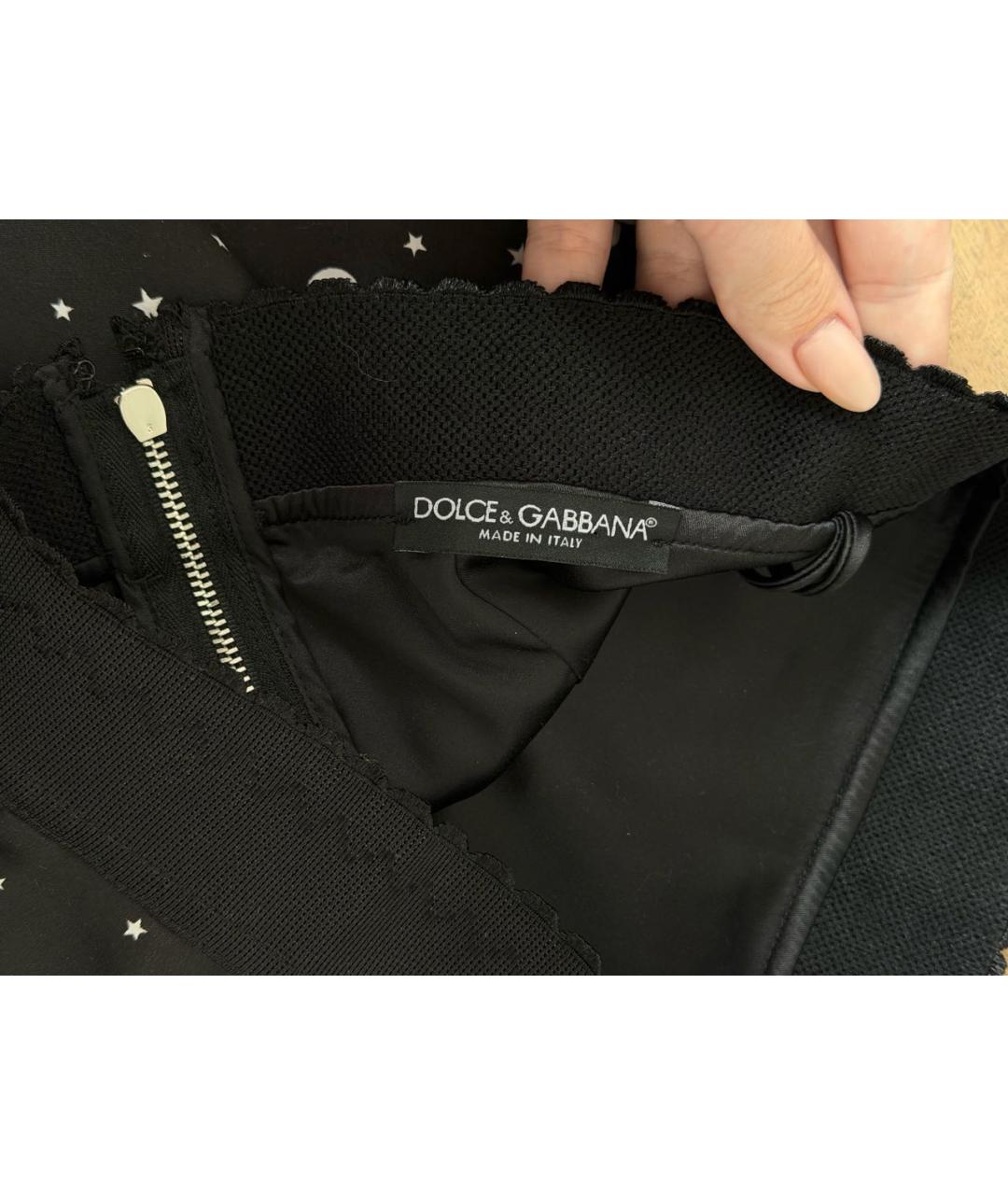 DOLCE&GABBANA Черная шелковая юбка миди, фото 7