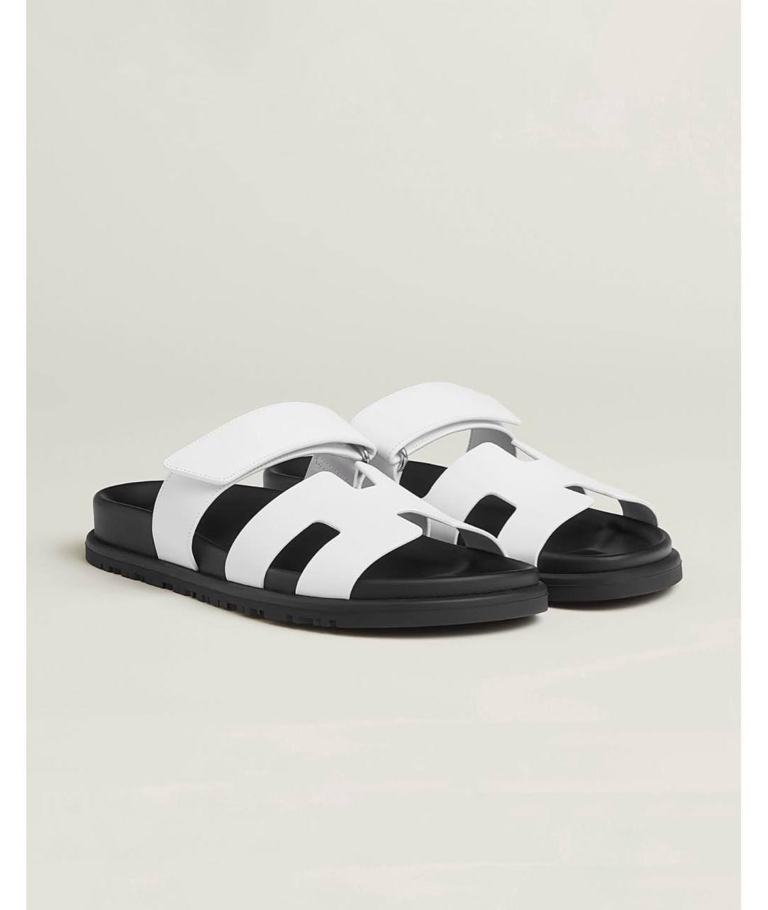 HERMES Белые кожаные сандалии, фото 2
