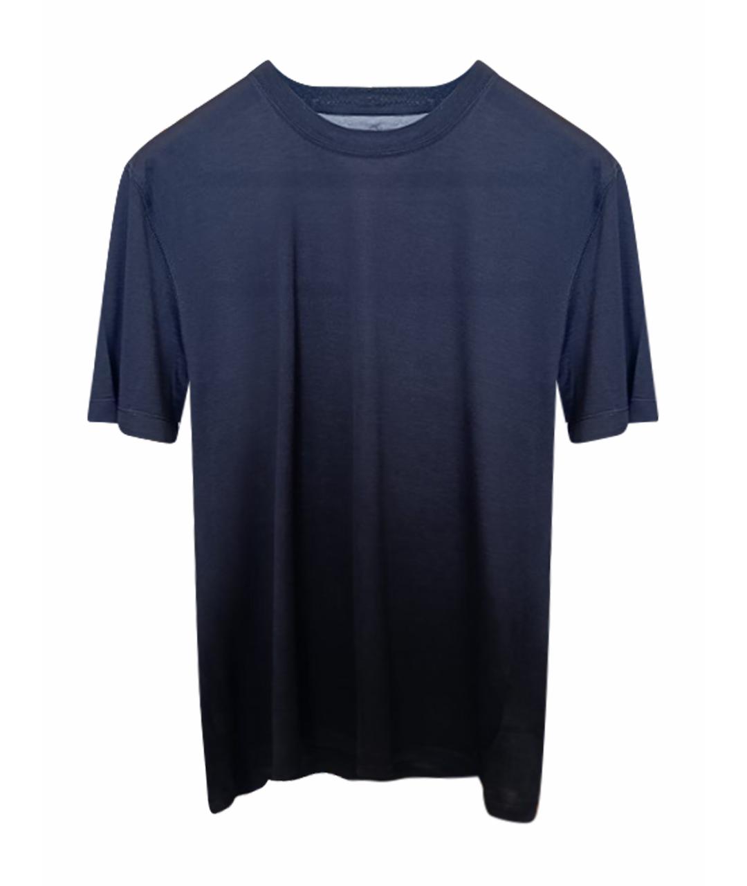 BRUNELLO CUCINELLI Синяя хлопковая футболка, фото 1