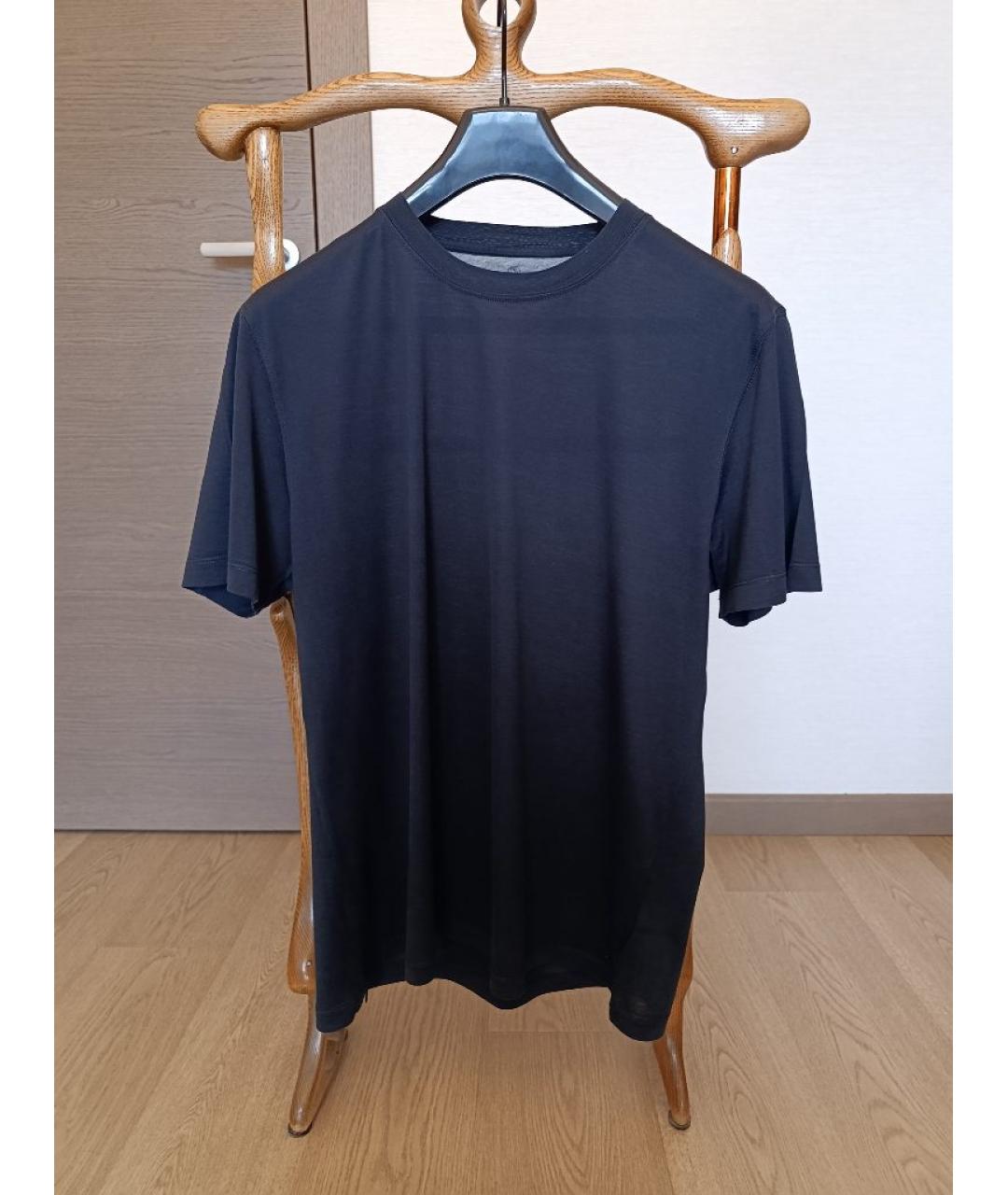 BRUNELLO CUCINELLI Синяя хлопковая футболка, фото 8