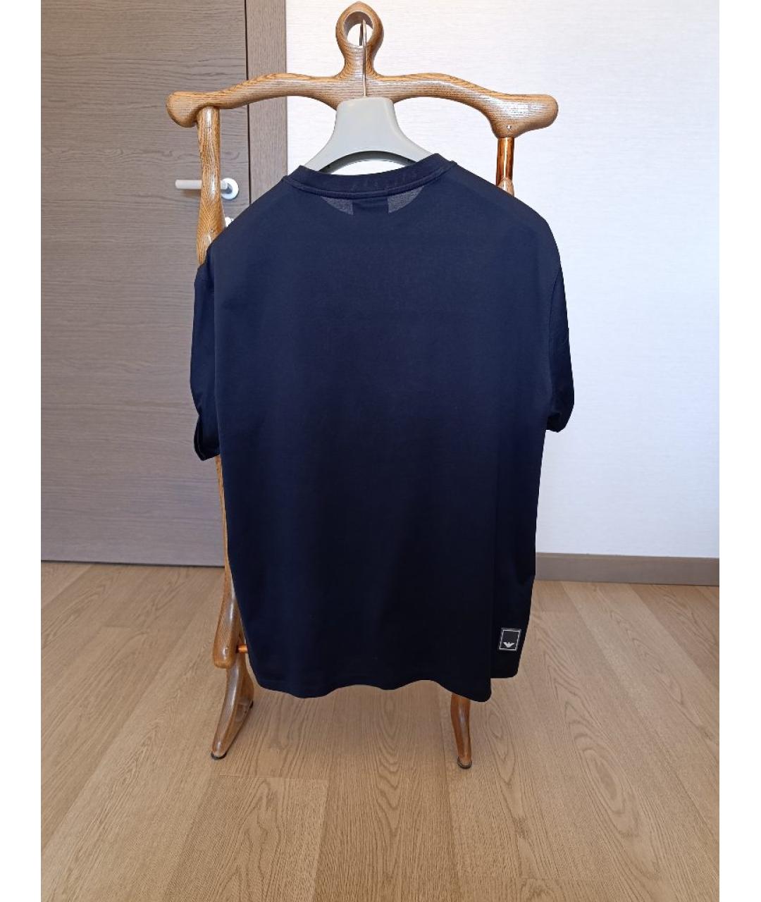 EMPORIO ARMANI Синяя хлопковая футболка, фото 2