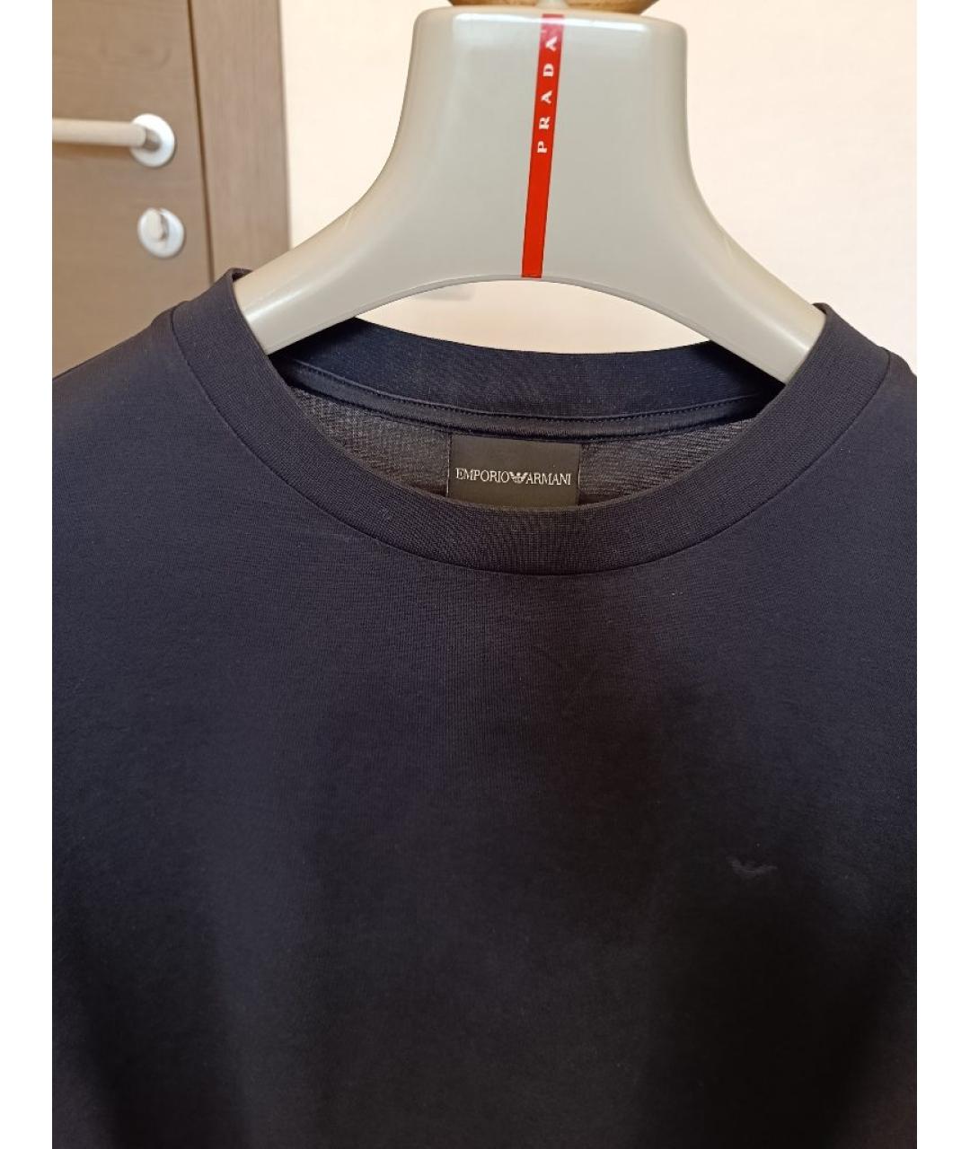 EMPORIO ARMANI Синяя хлопковая футболка, фото 3