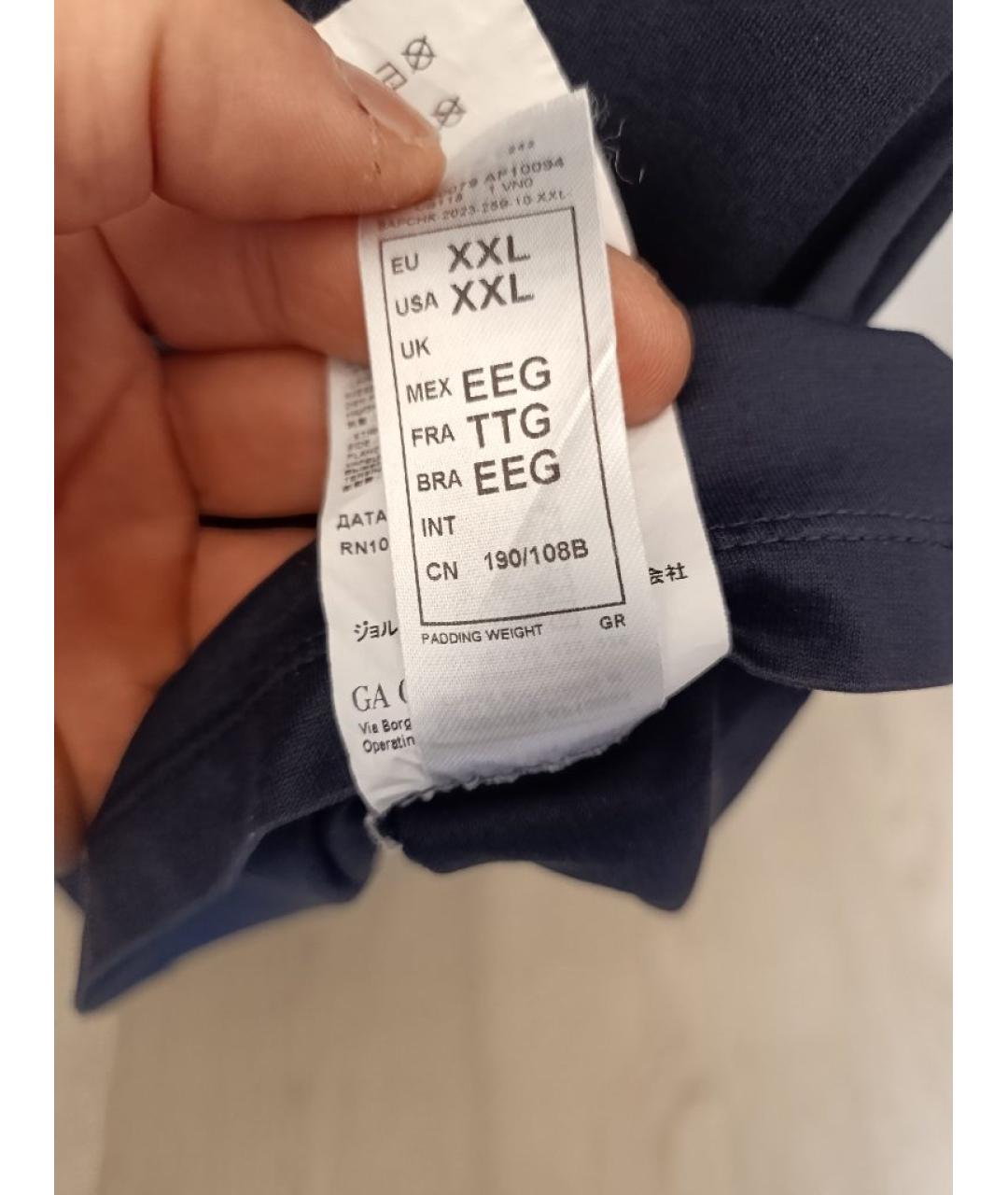 EMPORIO ARMANI Синяя хлопковая футболка, фото 5