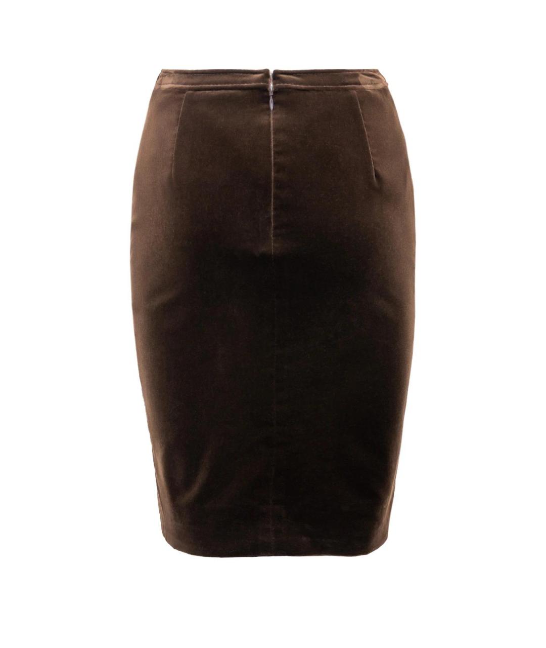 VALENTINO Коричневая бархатная юбка миди, фото 2