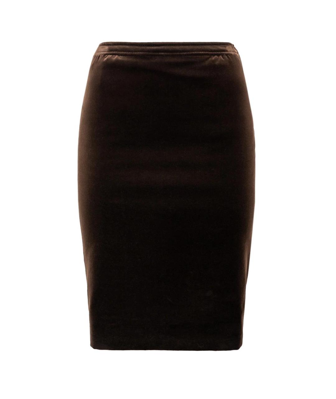 VALENTINO Коричневая бархатная юбка миди, фото 4