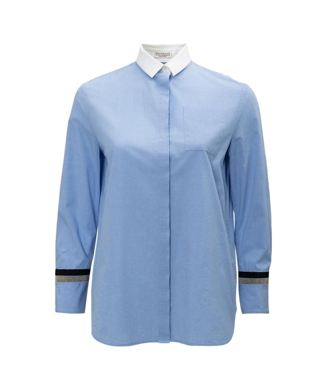 BRUNELLO CUCINELLI Голубая хлопковая рубашка, фото 4