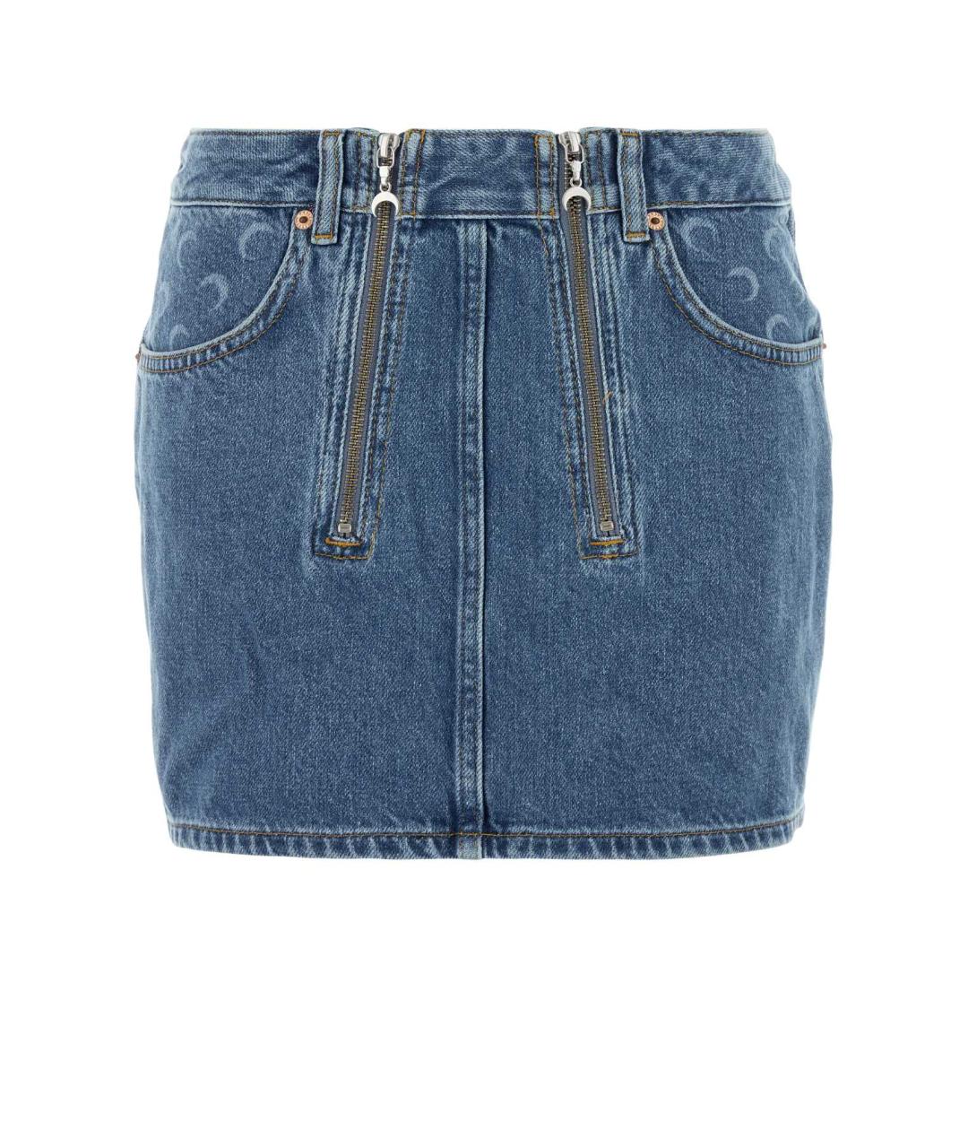 MARINE SERRE Синяя деним юбка мини, фото 1