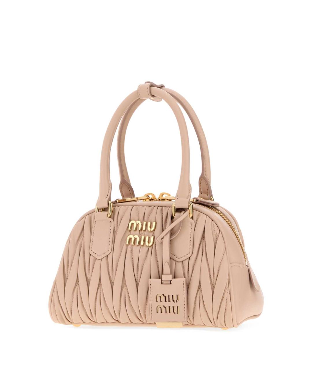 MIU MIU Розовая кожаная сумка с короткими ручками, фото 2
