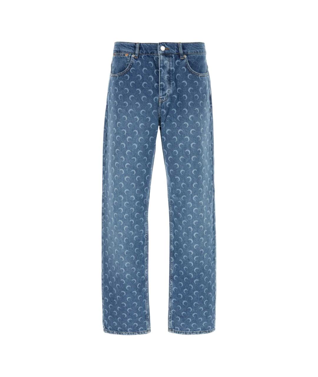 MARINE SERRE Синие хлопковые прямые джинсы, фото 1
