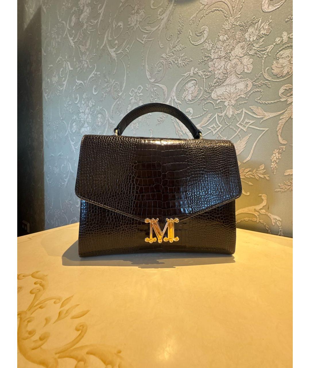 MAX MARA Коричневая кожаная сумка с короткими ручками, фото 7