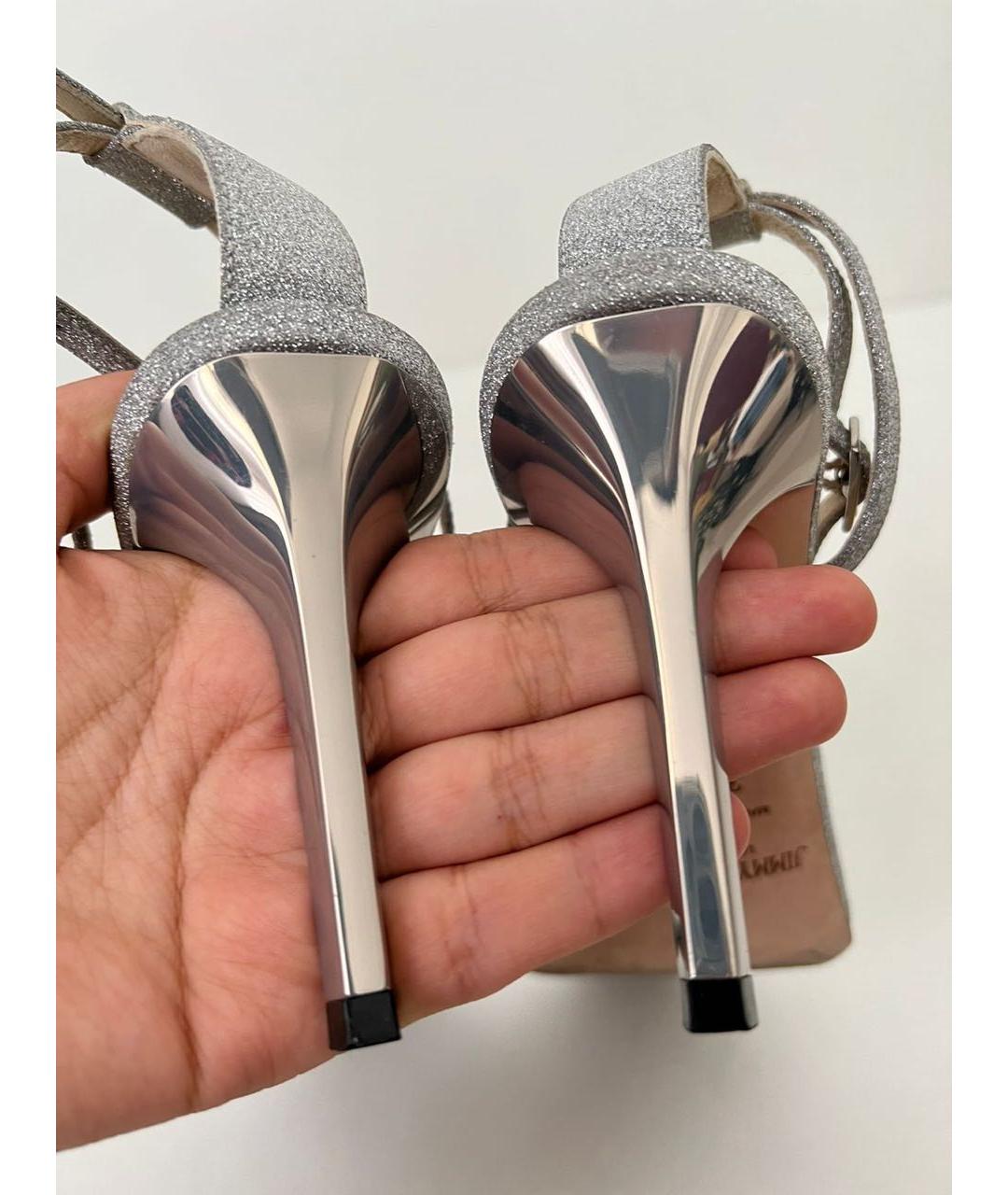 JIMMY CHOO Серебряные сандалии, фото 4