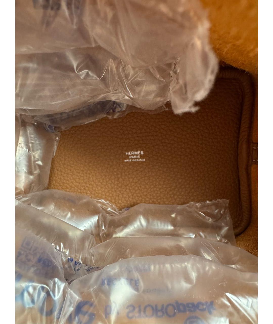 HERMES Коричневая кожаная сумка с короткими ручками, фото 7