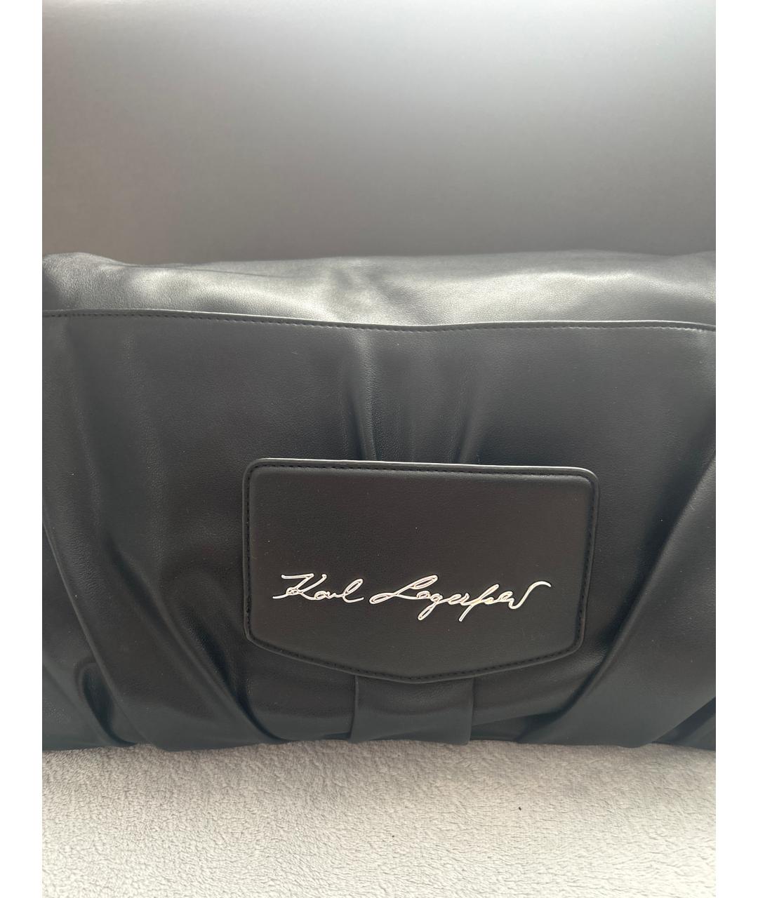 KARL LAGERFELD Черная кожаная сумка тоут, фото 6