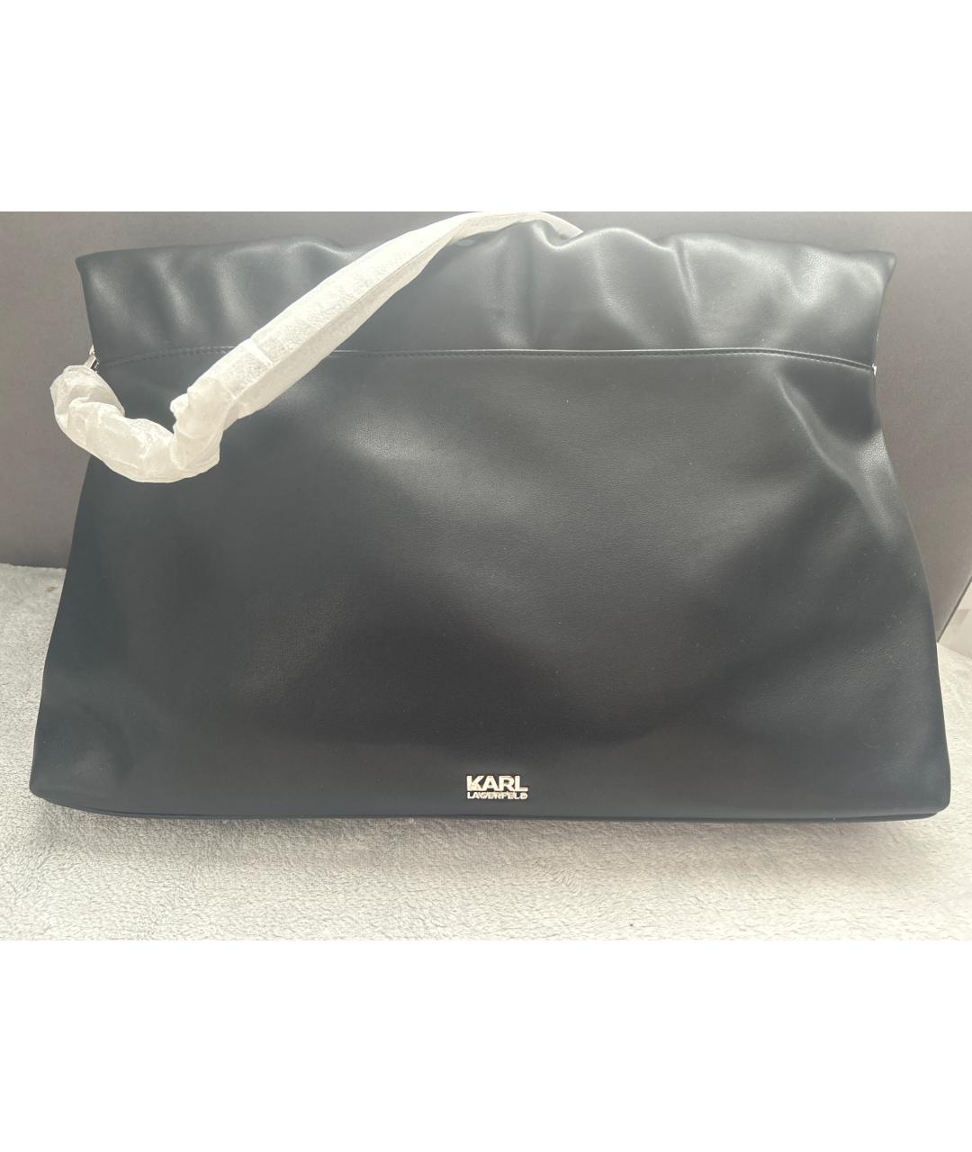 KARL LAGERFELD Черная кожаная сумка тоут, фото 3