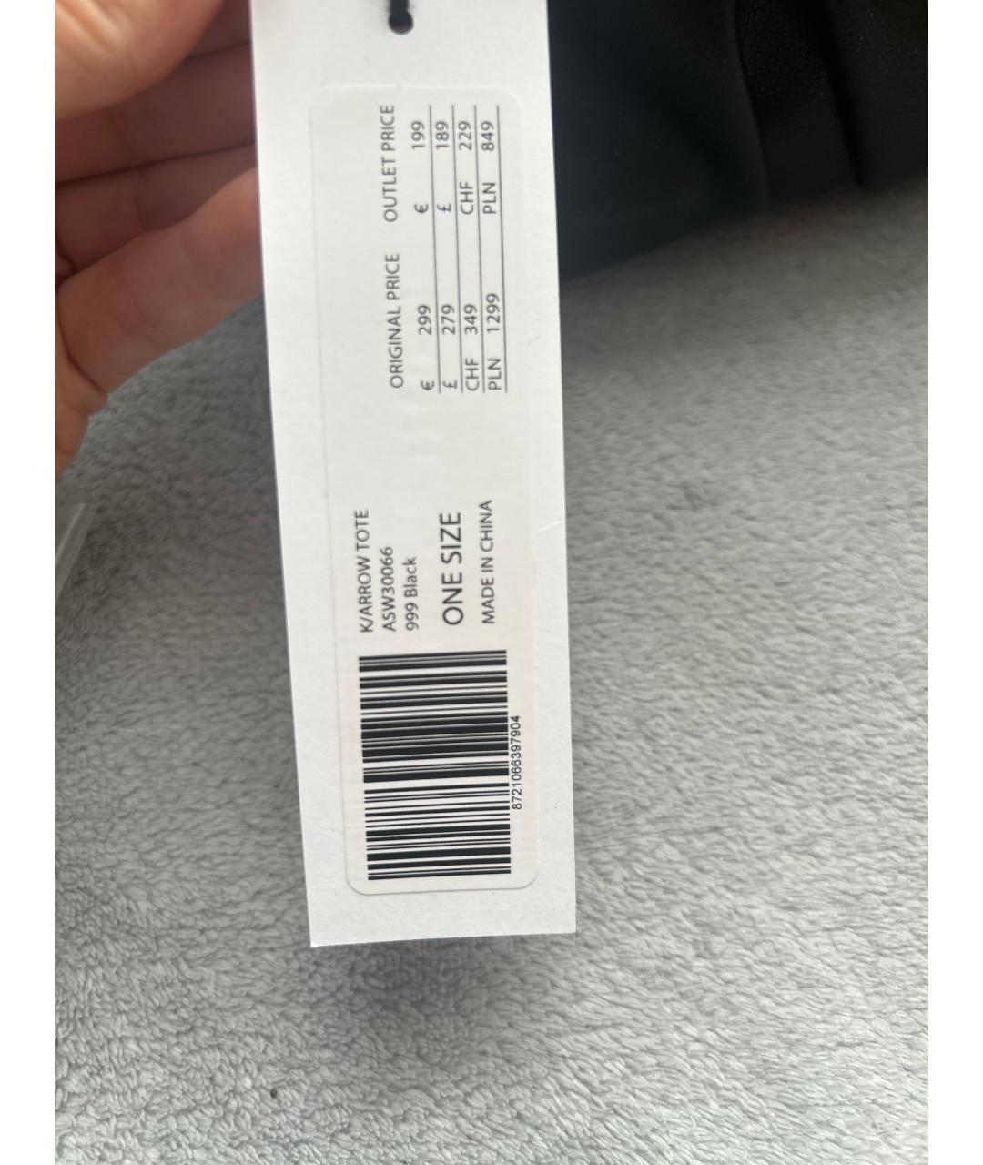 KARL LAGERFELD Черная кожаная сумка тоут, фото 7