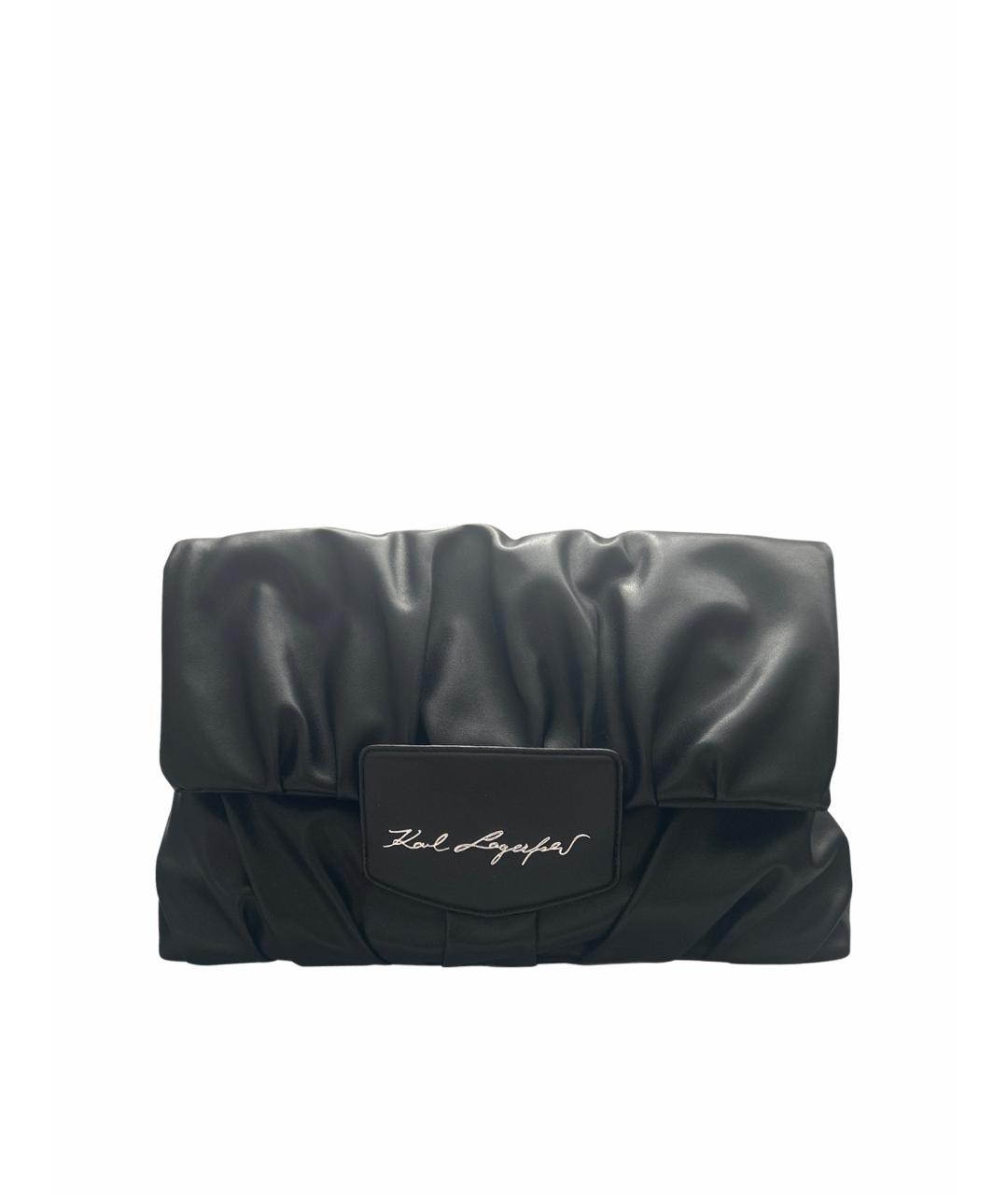 KARL LAGERFELD Черная кожаная сумка тоут, фото 1