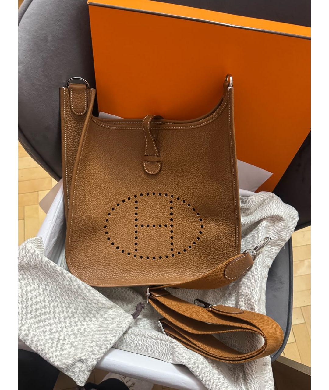 HERMES Коричневая кожаная сумка через плечо, фото 2