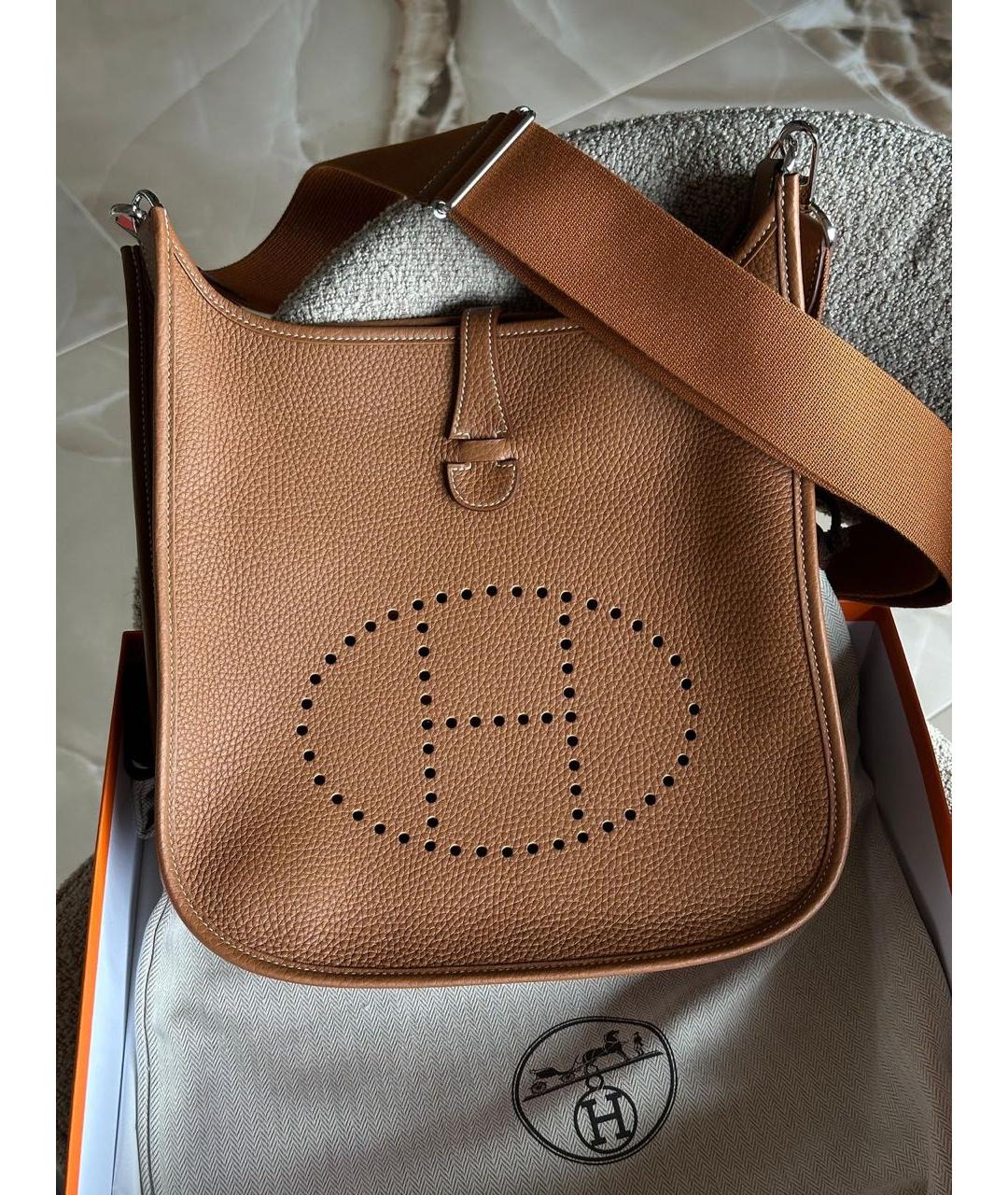 HERMES Коричневая кожаная сумка через плечо, фото 8