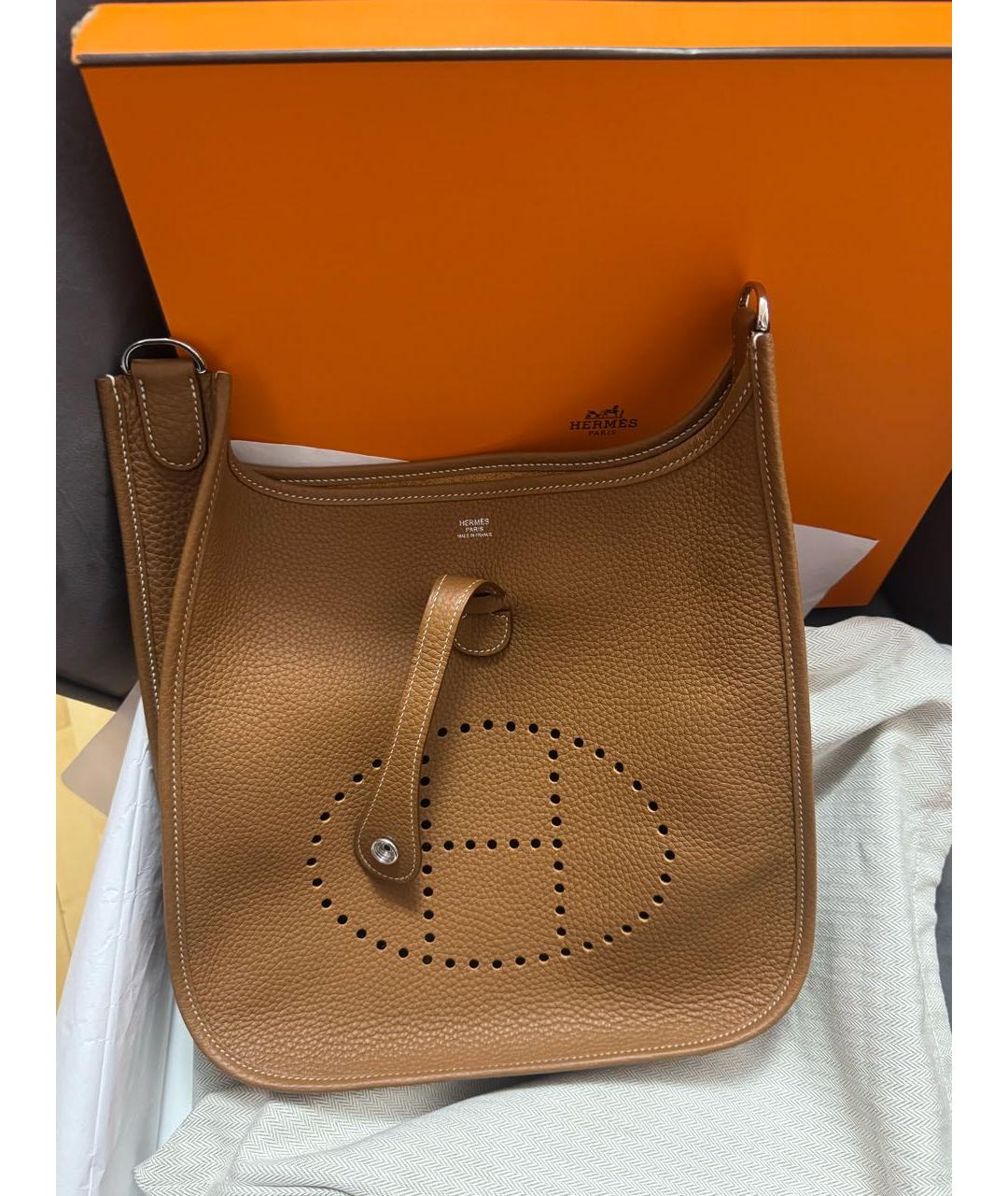 HERMES Коричневая кожаная сумка через плечо, фото 5