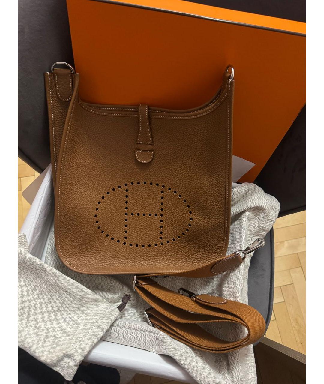 HERMES Коричневая кожаная сумка через плечо, фото 3