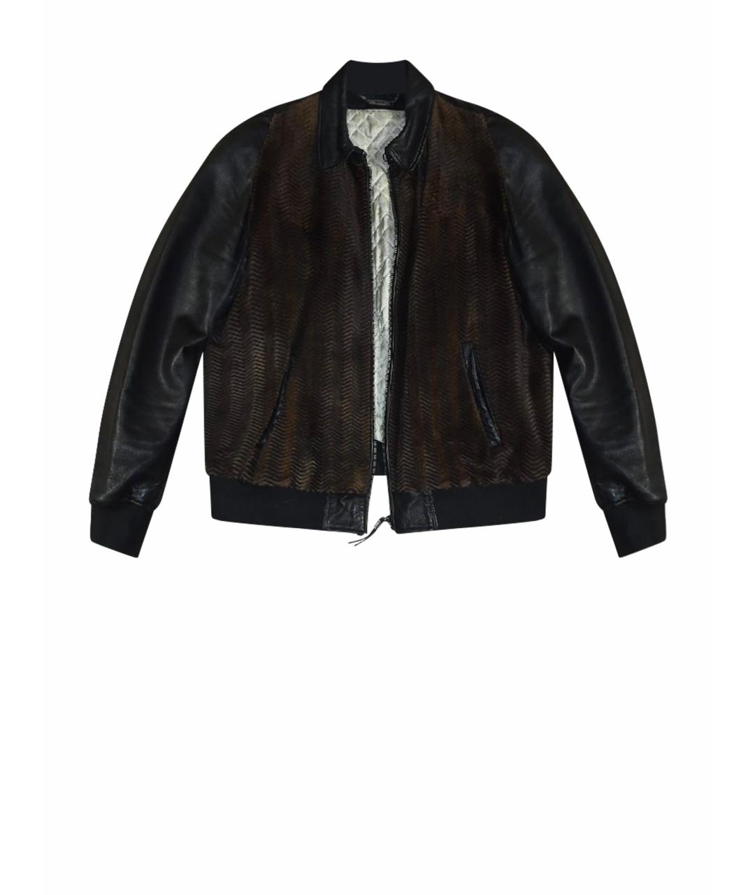 JUST CAVALLI Коричневая кожаная куртка, фото 1