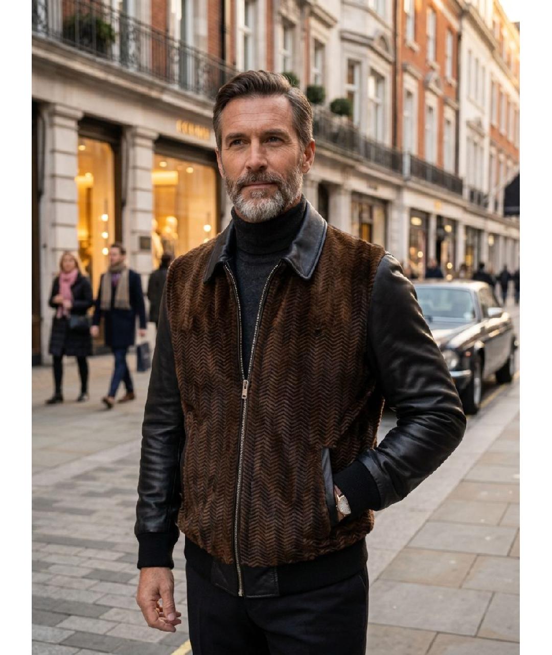 JUST CAVALLI Коричневая кожаная куртка, фото 5