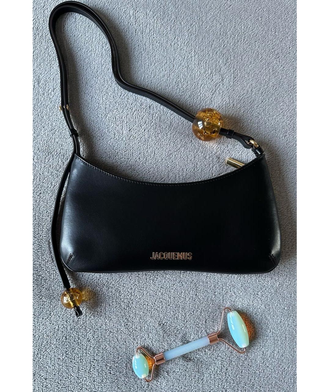 JACQUEMUS Черная кожаная сумка через плечо, фото 3