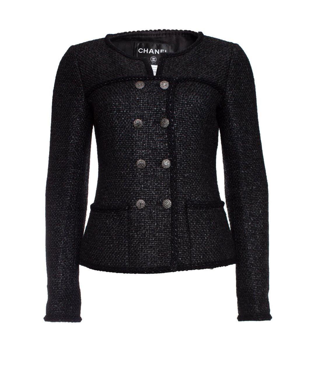 CHANEL Черный шерстяной жакет/пиджак, фото 1