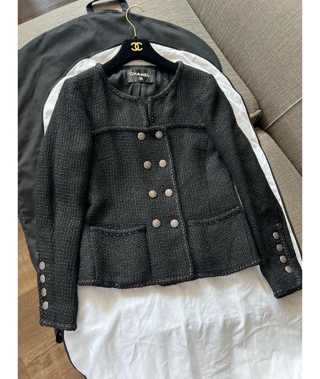 CHANEL Черный шерстяной жакет/пиджак, фото 3
