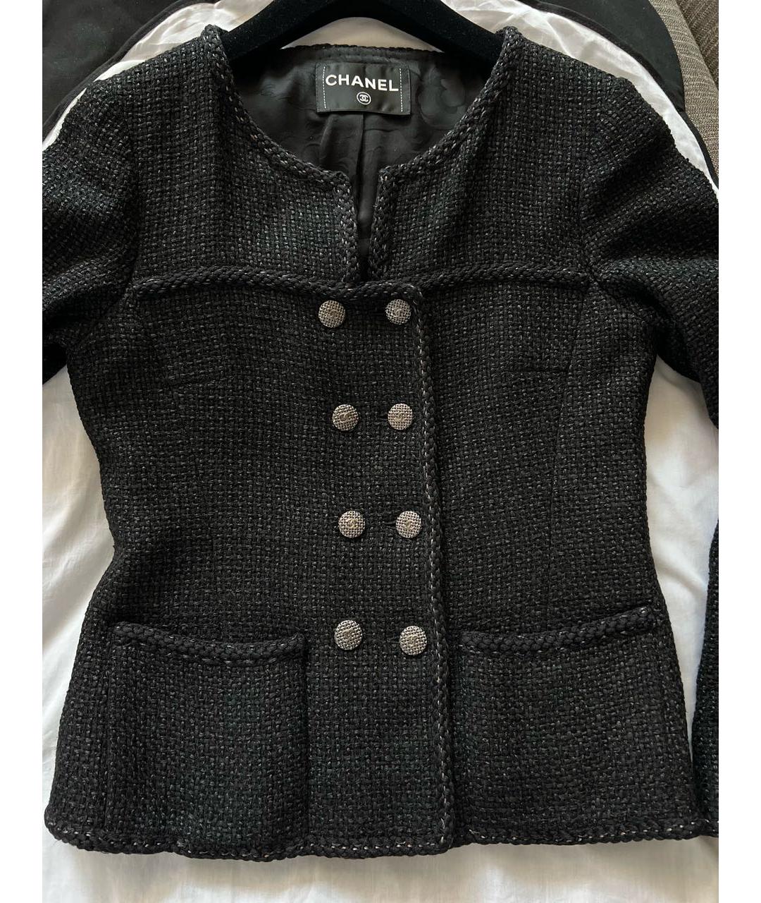 CHANEL Черный шерстяной жакет/пиджак, фото 2
