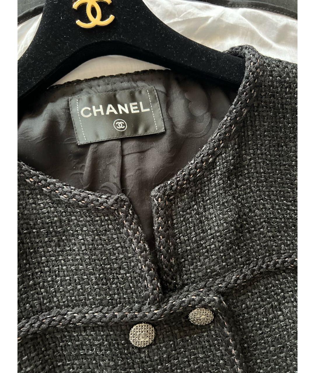 CHANEL Черный шерстяной жакет/пиджак, фото 4