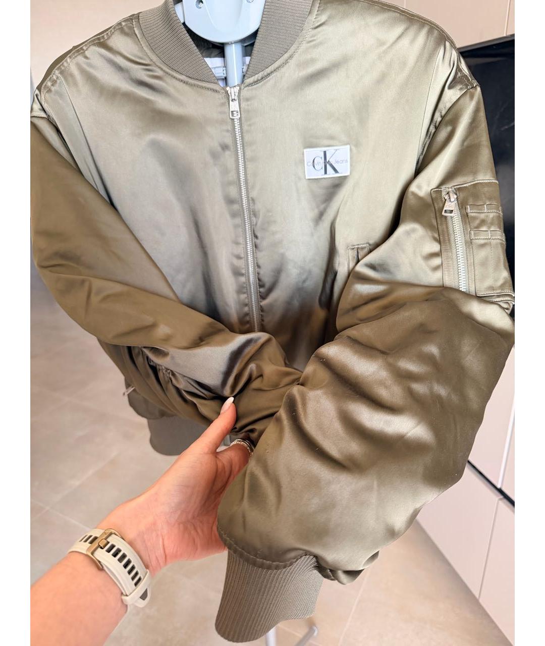 CALVIN KLEIN Хаки полиэстеровая куртка, фото 4