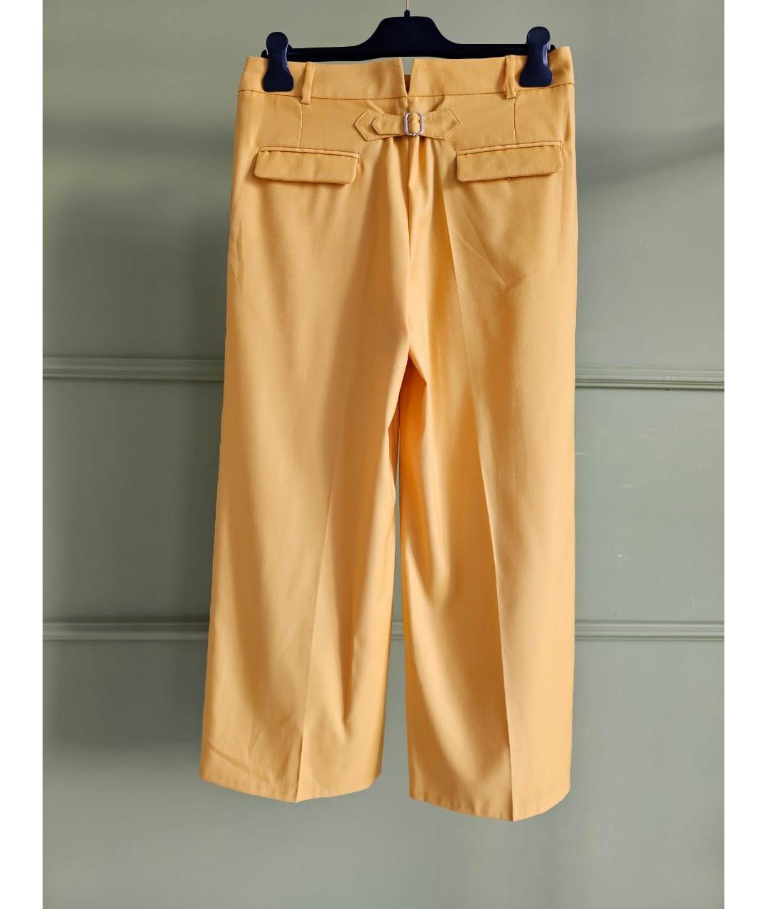 HERMES Оранжевое шерстяные брюки широкие, фото 2