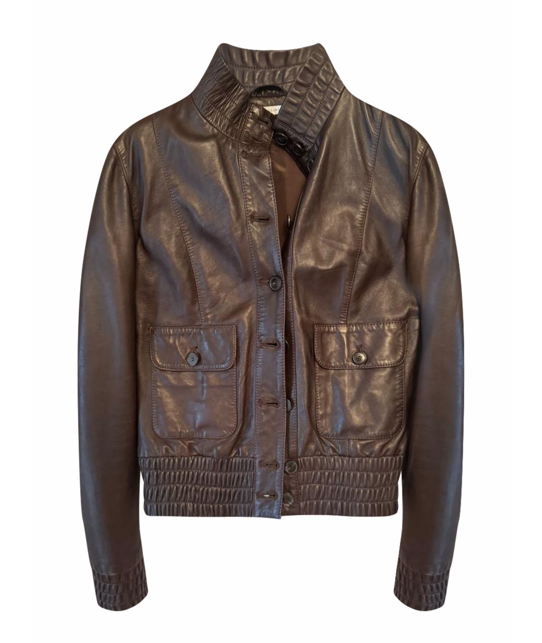 POLLINI Коричневая кожаная куртка, фото 1