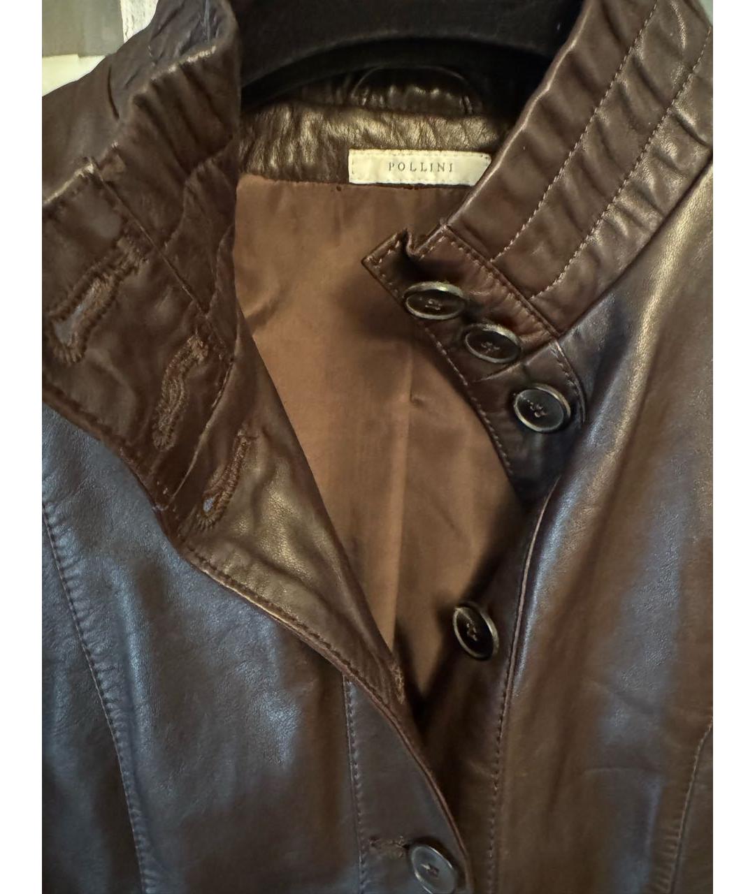 POLLINI Коричневая кожаная куртка, фото 3