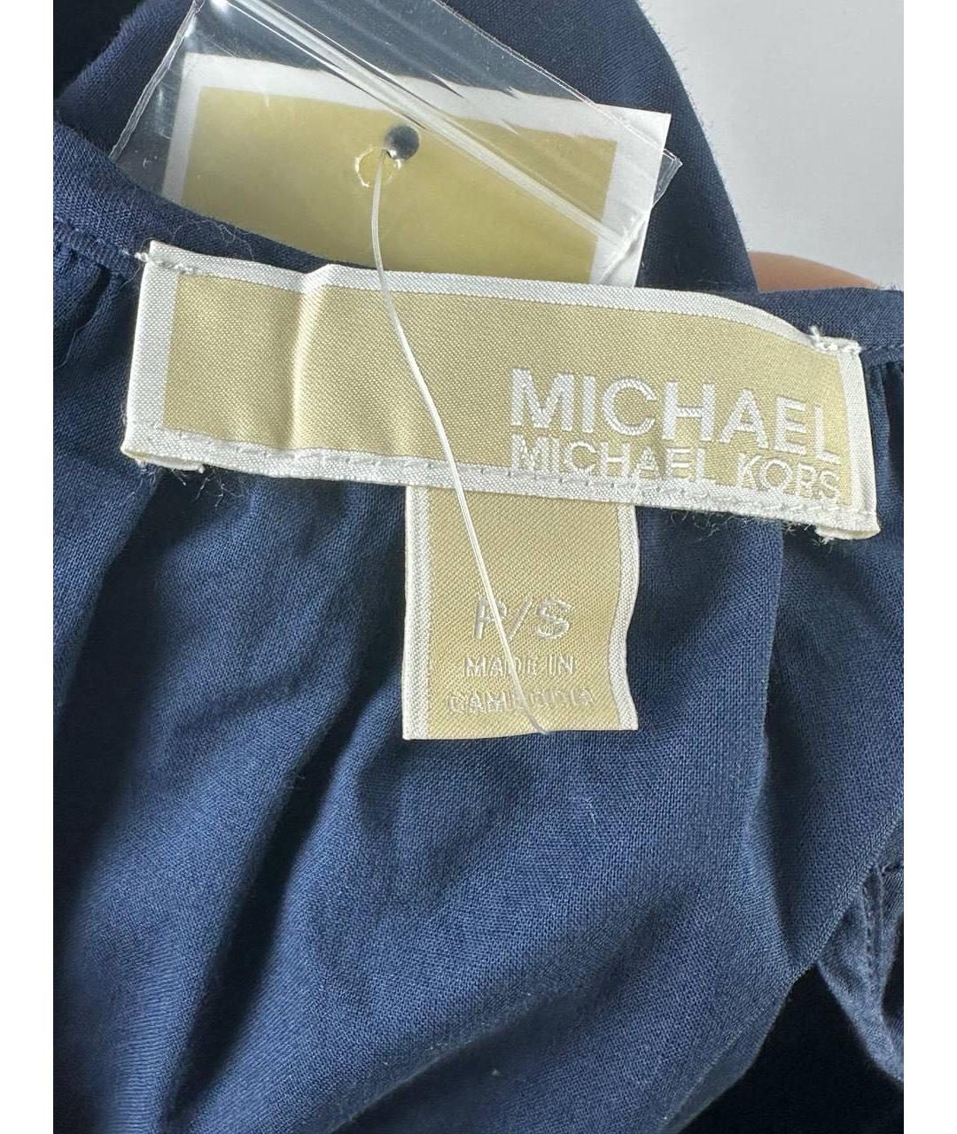 MICHAEL MICHAEL KORS Темно-синее хлопковое повседневное платье, фото 6