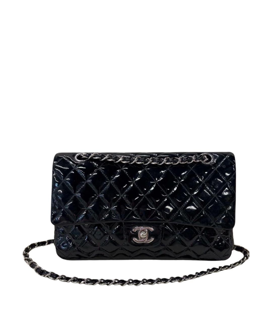 CHANEL Черная сумка через плечо из лакированной кожи, фото 1