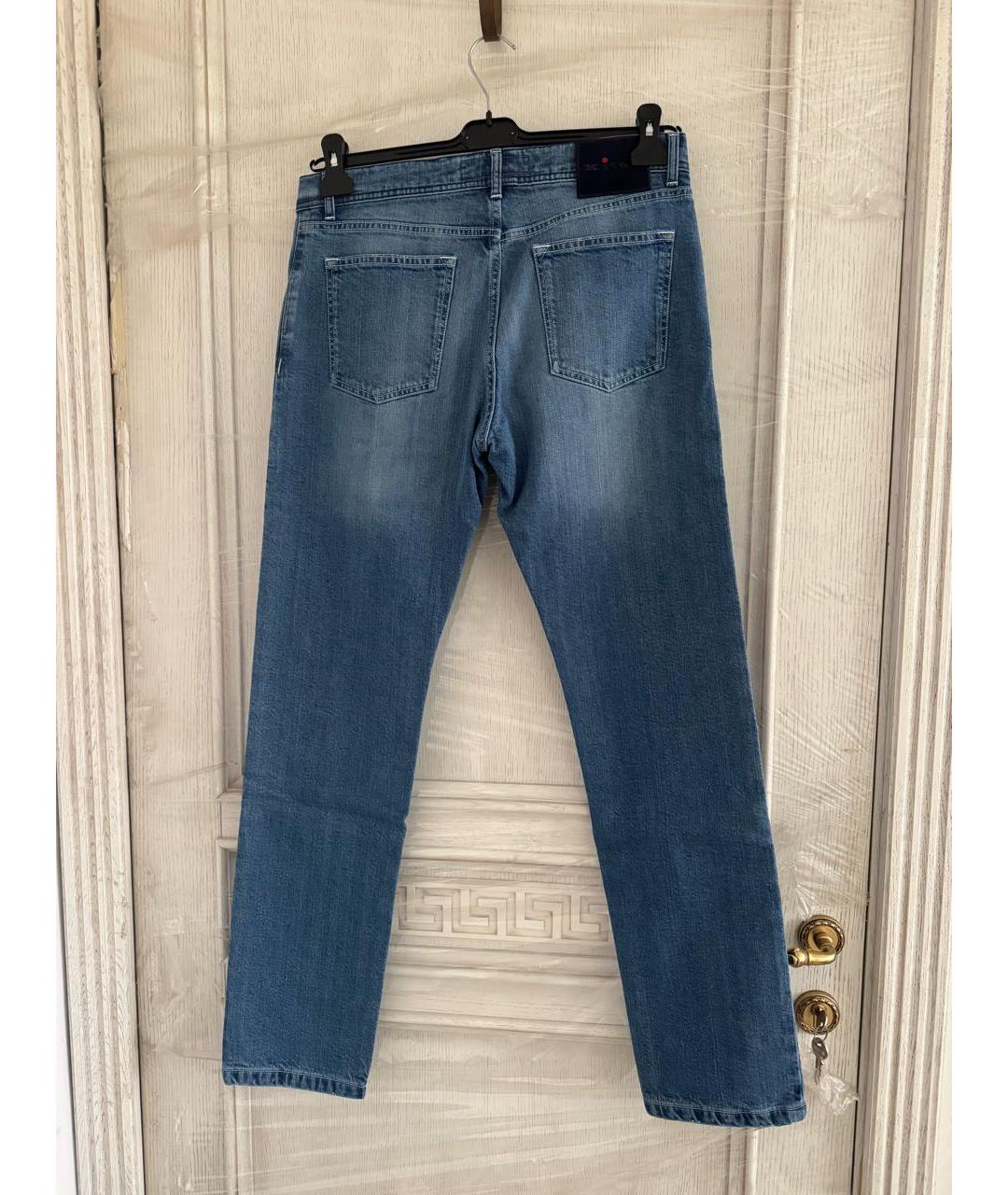 KITON Голубые хлопковые прямые джинсы, фото 2