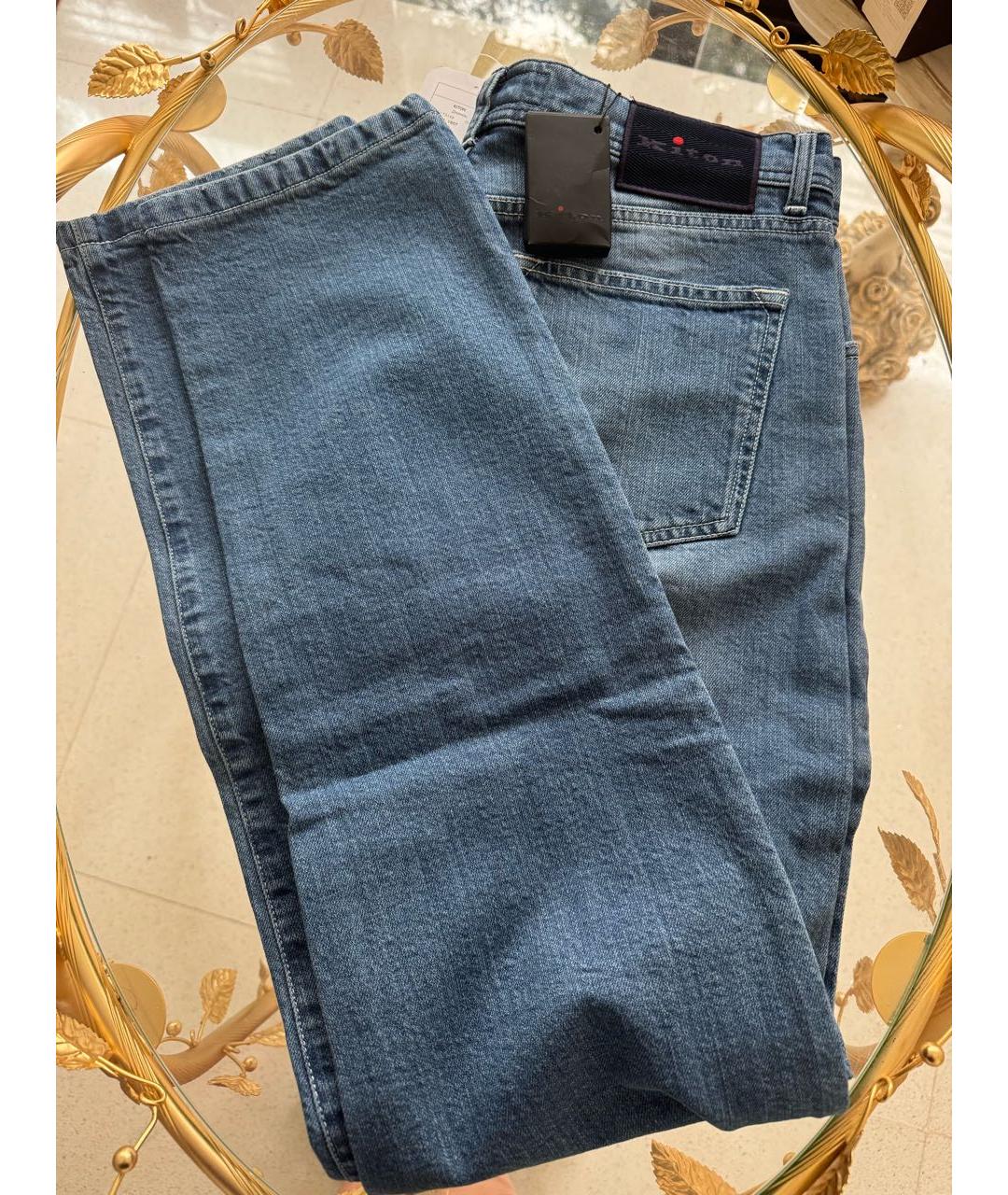 KITON Голубые хлопковые прямые джинсы, фото 4