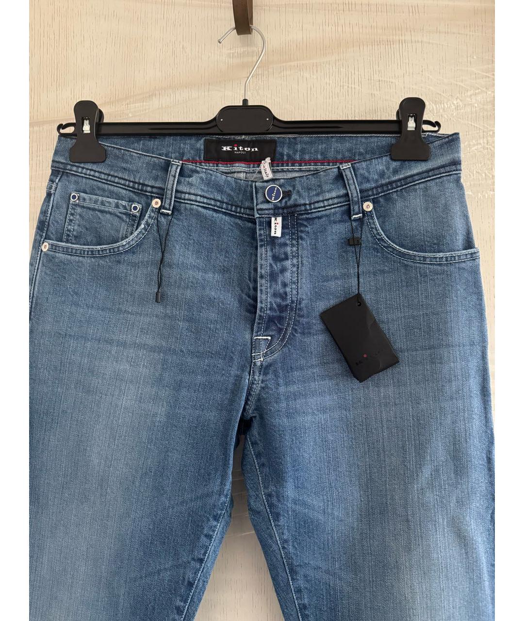 KITON Голубые хлопковые прямые джинсы, фото 3