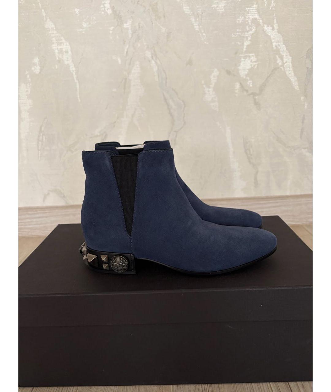 DOLCE&GABBANA Темно-синие замшевые ботильоны, фото 8