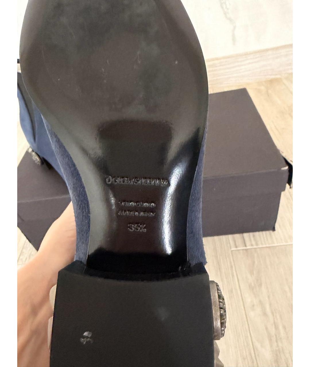 DOLCE&GABBANA Темно-синие замшевые ботильоны, фото 6