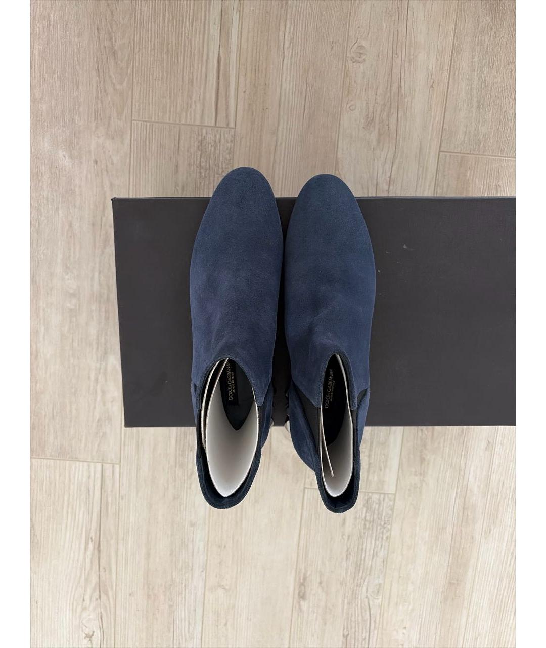 DOLCE&GABBANA Темно-синие замшевые ботильоны, фото 3