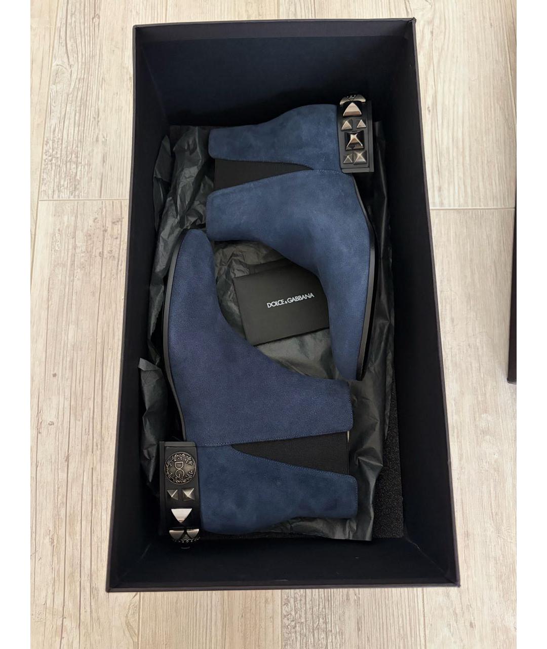 DOLCE&GABBANA Темно-синие замшевые ботильоны, фото 5