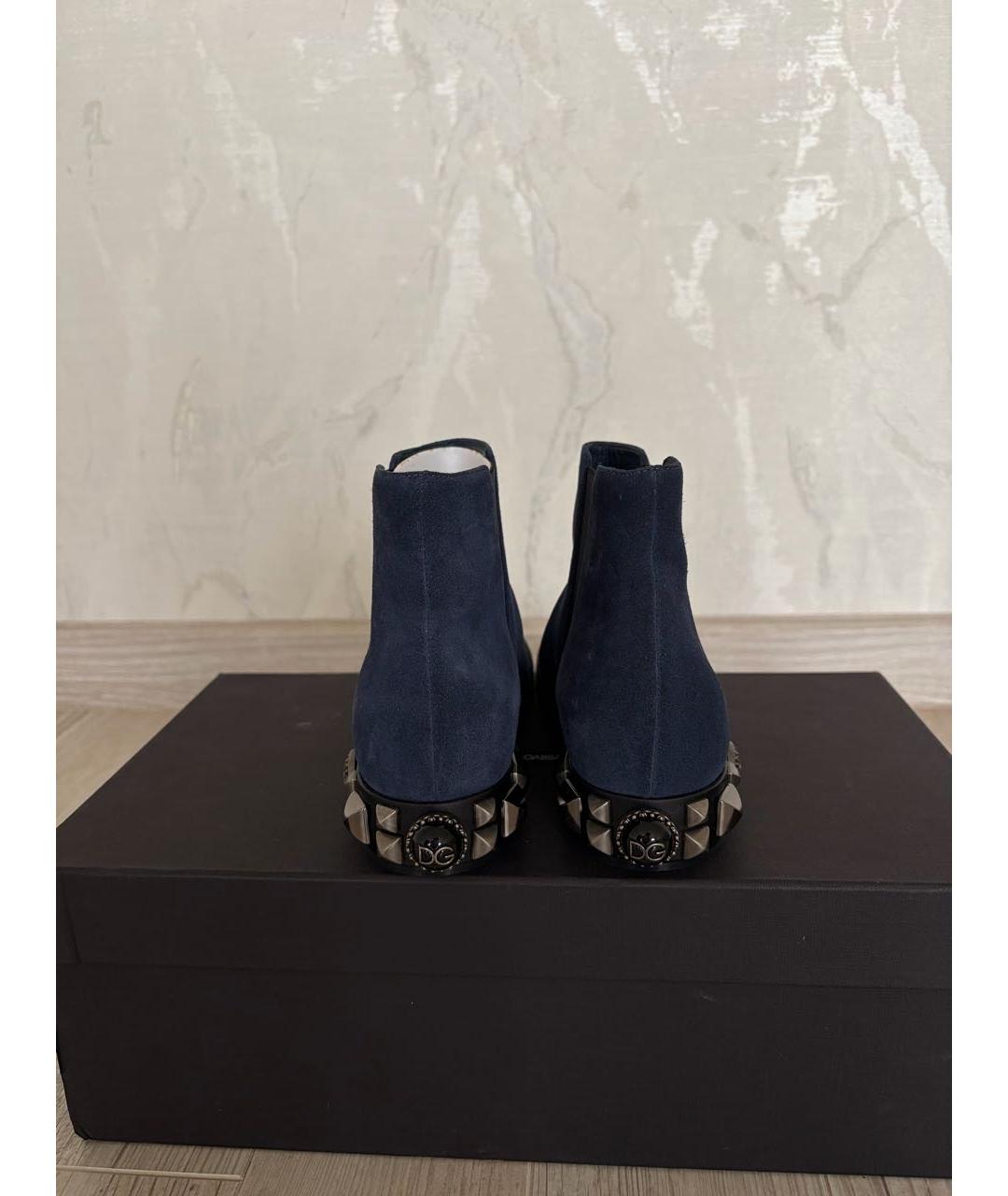 DOLCE&GABBANA Темно-синие замшевые ботильоны, фото 4