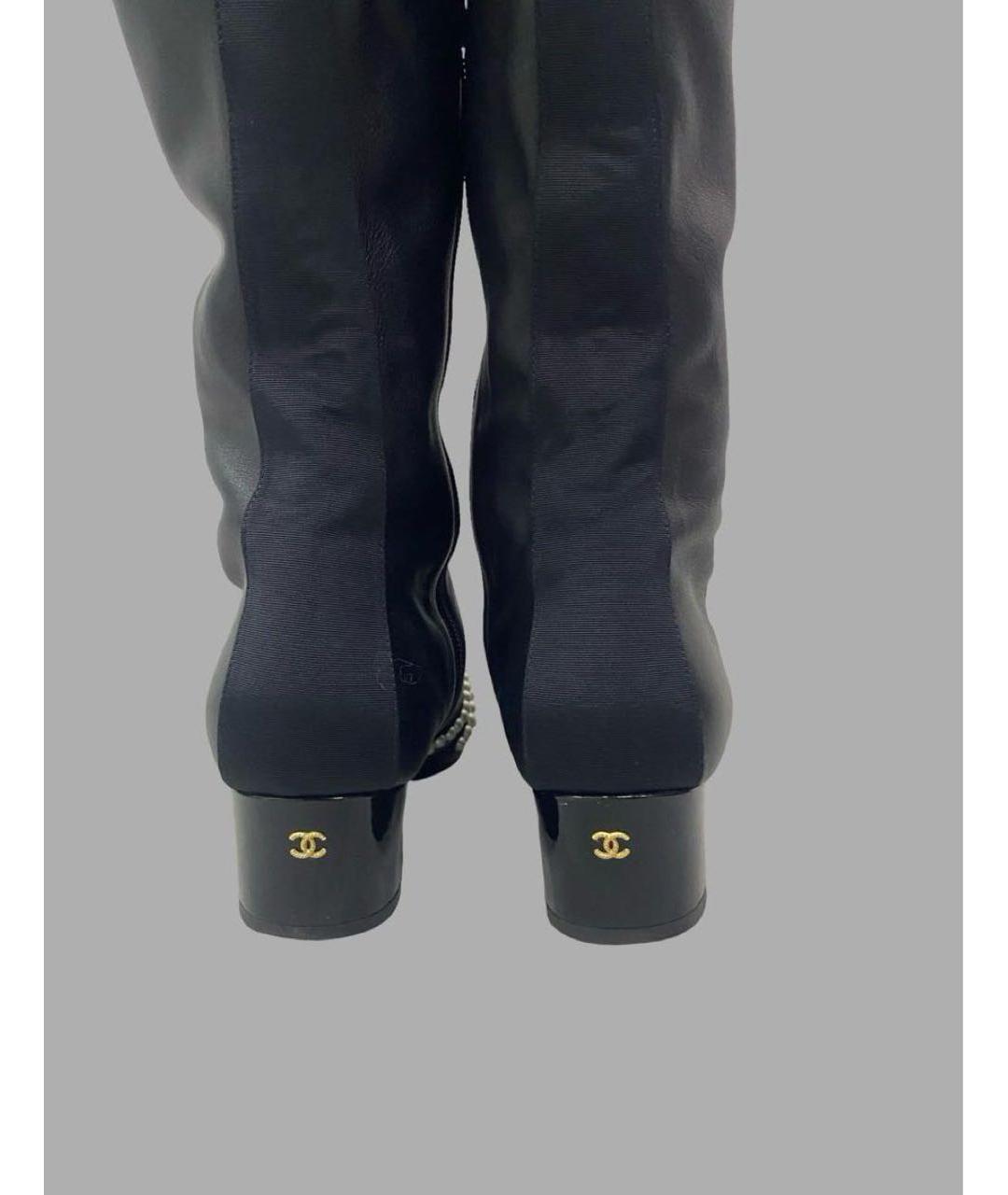 CHANEL Черные кожаные ботфорты, фото 6