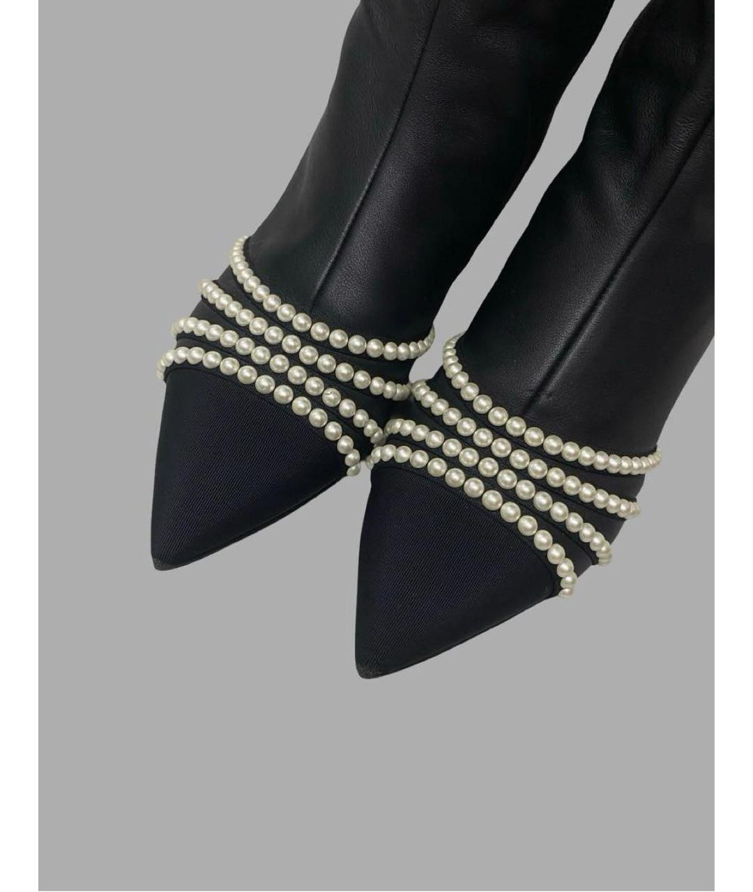 CHANEL Черные кожаные ботфорты, фото 3