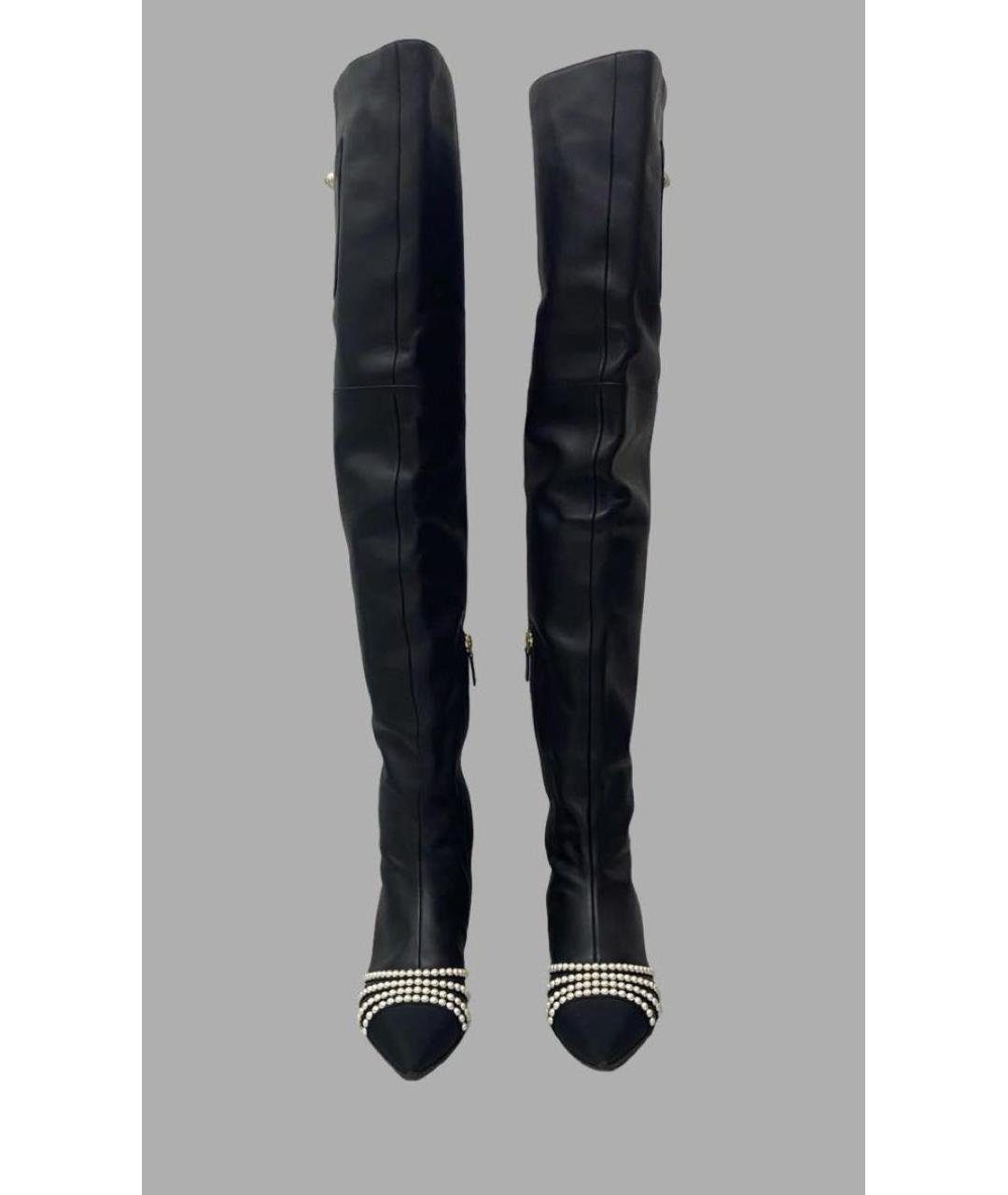 CHANEL Черные кожаные ботфорты, фото 2