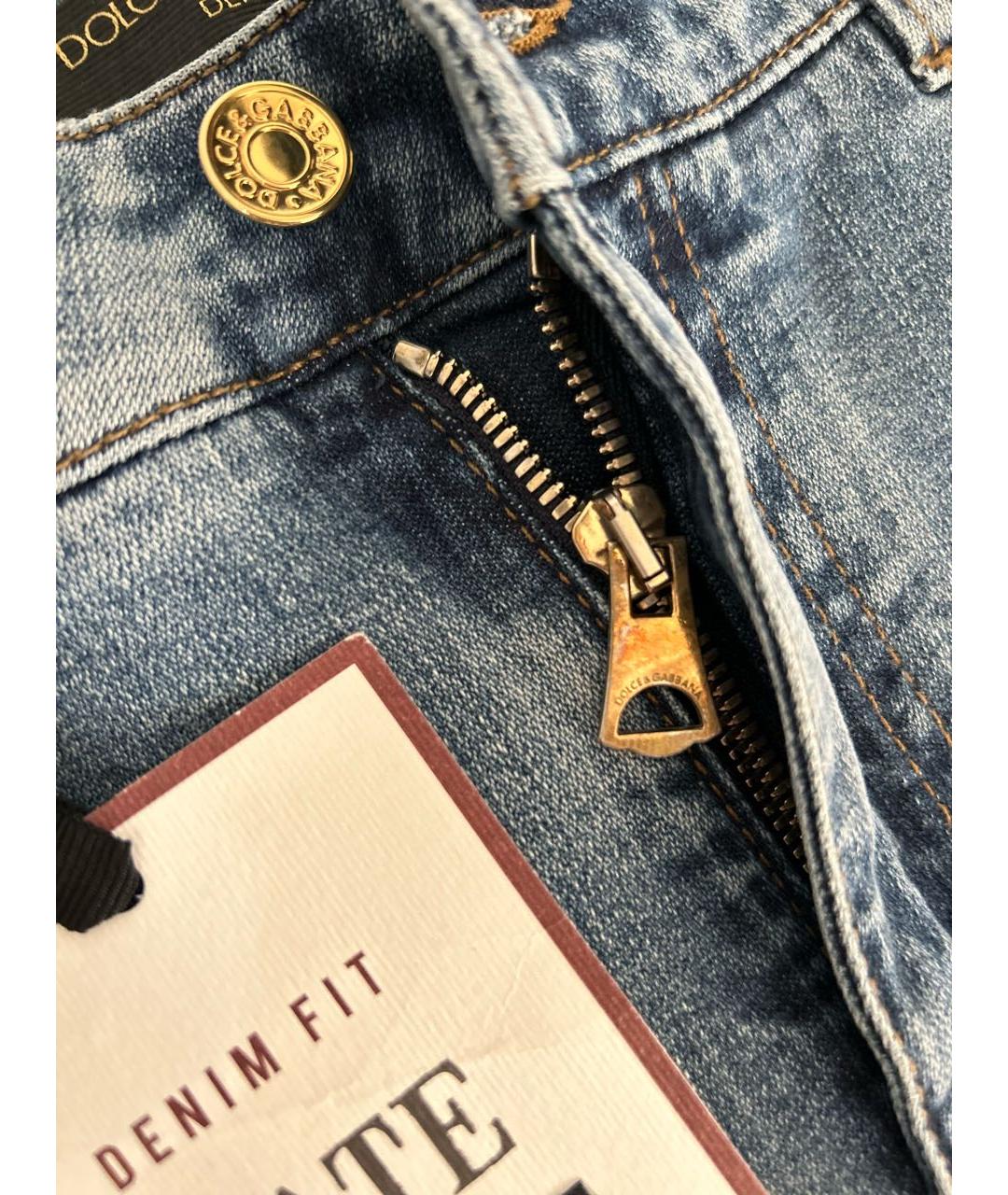 DOLCE&GABBANA Голубые хлопко-эластановые джинсы слим, фото 8