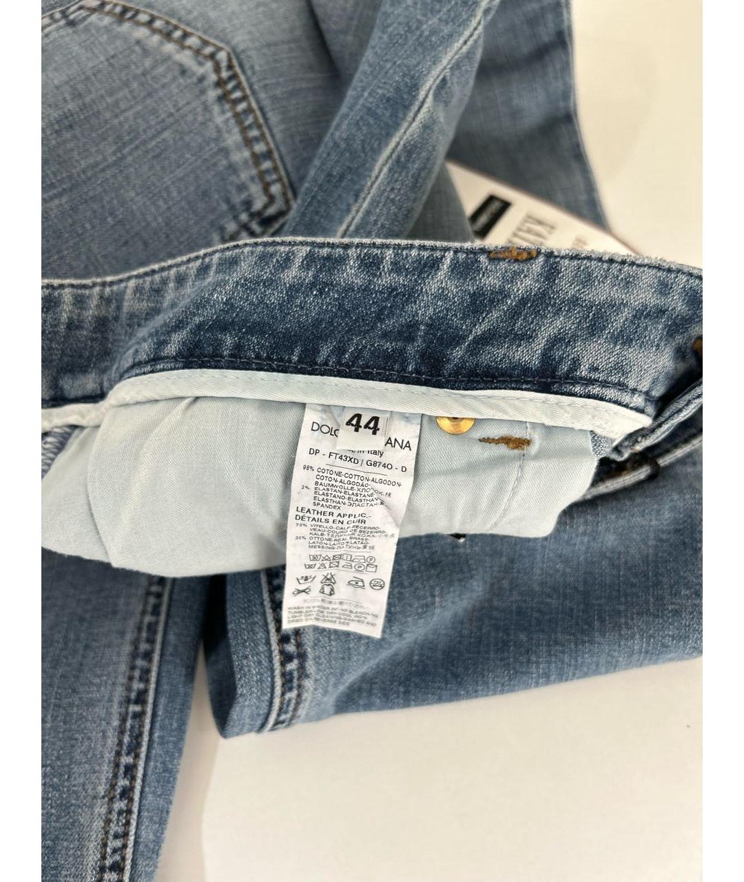 DOLCE&GABBANA Голубые хлопко-эластановые джинсы слим, фото 5